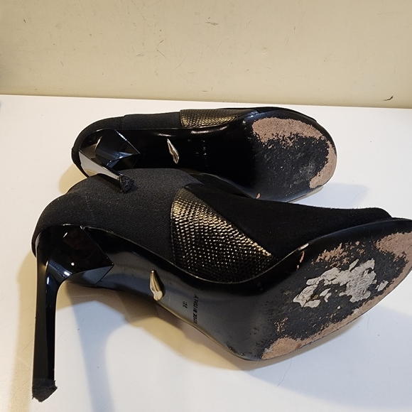 Diane Von Furstenberg Stylish Black Peep-Toe High Heeled Booties Size 7B - Picture 13 of 14